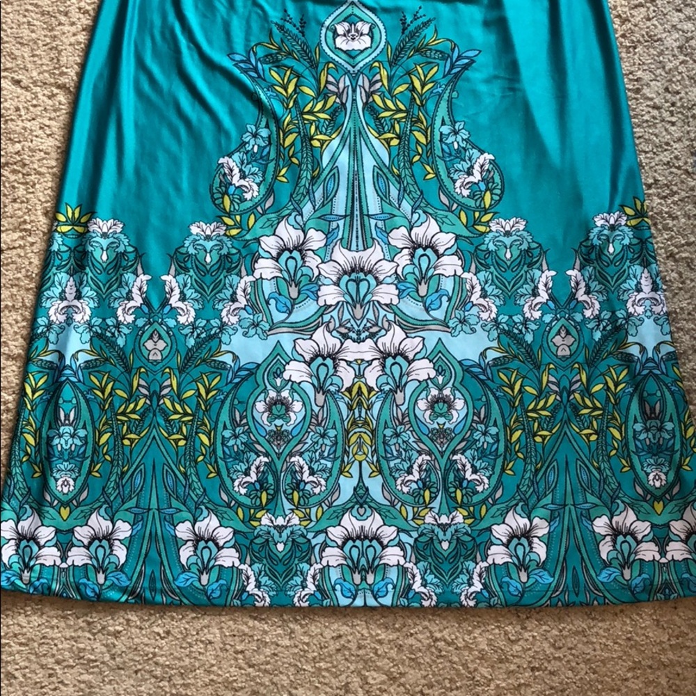 Aqua floral long maxi dress size small NWOT